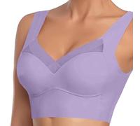 2025 Women's Plus Size Strapless Lace Underwear Slim Side Fold Side Chest Fold Adjustable Yoga Bra, Light Lilac, 7XL