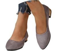 2025 Women's Pumps, Pointed Toe Velour High Heels Elegant Slip on Closure Traditional Fashion High Front Pumps Large Size Closed Toe Ballerina Wedding Shoes Evening Shoes,Grey,7 UK