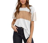 2025 Women's Short Sleeve T-Shirts Striped Tee Shirt Large Size Classics Color Assorted Chic Elegant Casual Loose Top Comfortable Summer Passe-Partout Soft Top