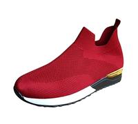 2025 Womens Slip-On Trainers Fitness Sneakers Flat Walking Active Sportschuhe Ladies Running Shoes Easy Walk Breathable Mesh Tennis Gym Athletic Red