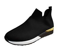2025 Womens Slip-On Trainers Fitness Sneakers Flat Walking Active Sportschuhe Ladies Running Shoes Easy Walk Breathable Mesh Tennis Gym Athletic Black