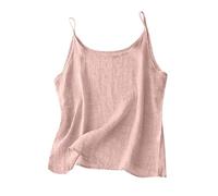 2025 Women's Solid Color Linen Loose Sleeveless Base with Split Small Shirt Spaghetti Strap Tank Tops