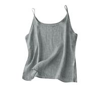 2025 Women's Solid Color Linen Loose Sleeveless Base with Split Small Shirt Spaghetti Strap Tank Tops