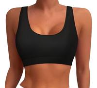 2025 Women's Sports Bra Bikini Tops Racerback Swimming Top Halterneck Swimsuits Top Padded Crop Tops Swimsuit Sols Men M, black, L