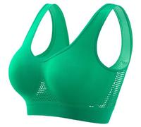 2025 - Womens Sports Bra Seamless Wirefree Breathable Yoga Bra Comfort Sleep Bra Workout Running Low Support Sports Bras for Women (Green, XXXXL)