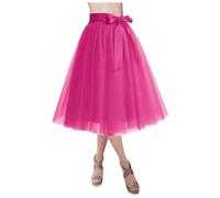 2025 Women's Tutu Lolita Short Petticoat Midi Skirt for Elegant Occasions Skirts Women, Hot Pink, One Size