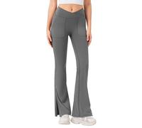 2025 Women's Yoga Pants Flare High Waist Sports Leggings with Pockets Casual Solid Color Slim Chic Elegant Tights Sexy Temperament Breathable Fitness Pants