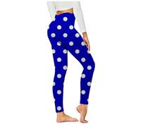 2025 Womens Yoga Pants Trousers Polka Dot High Waist Full Length Printed Leggings Ladies Elastic Waist Stretchy Tight Pants Skinny Trousers Plus Size UK Workout Blue
