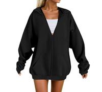 2025 Women's Zip Up Hoodie Casual Pullover Fleece Sweatshirt for Fall Winter Comfortable Soft Warm Outerwear with Hood for Daily Wear Hoodie Size Medium (Black, XXXXL)