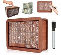 2025 Wooden Money Saving Challenge Box with Cash Vault, Target Numbers and 10000 Cash Savings Goal (1000)