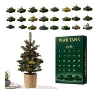 2025 WW2 Tank Calendar Advent, 24 Days Of 24 Iconic Tanks, 2D Acrylic Tank Pendants, Christmas Countdown Calendar 2025, Tanks Ornaments For Model Collectors, History Buffs