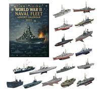 2025 WWII Naval Fleet Advent Calendar - 24 Days of lconic Warship Ornaments, Christmas Countdown for Naval History Fans and Veterans, Military Ship Decorations