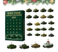 2025 WWII Tank Advent Calendar, 24 Days Christmas Countdown Calendar with 24 Iconic WWII Tank Ornaments, Tank Advent Calendar 2025, Tanks Countdown Surprise Gifts for History Buffs