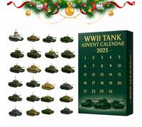 2025 WWII Tank Advent Calendar, 24 Days Christmas Countdown Calendar with 24 Iconic WWII Tank Ornaments, Tank Advent Calendar 2025, 2D Acrylic Design, for Model Collectors, History Buffs (1pc)