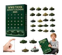 2025 WWII Tank Advent Calendar,24 Days of 24 Iconic Tanks, 2D Christmas Countdown Calendar 2025 Contains Unique Tank Pendants, for Model Collectors, History Buffs, Army Lovers