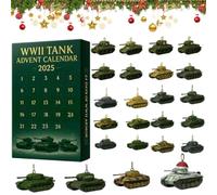2025 WWII Tank Advent Calendar, 24 Days of 24Ico-nic Tanks, Christmas Countdown Calendar 2025 With 24 2D Acrylic Unique Tank Pendants for Man Dad
