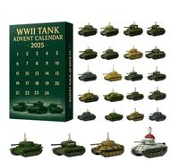 2025 WWII Tank Advent Calendar, 24 Days of Iconic Tank, WWII Advent Calendar 2025, Christmas Countdown Calenda-r with 24 Iconic WWI-I Tan-k Ornaments, for History Buffs