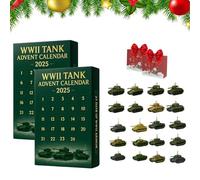 2025 WWII Tank Advent Calendar,Christmas Countdown Calendar 2025 Contains 24 Unique Tank Pendants,24 Days of Iconic Tan-k,2d Acrylic Design,For Model Collectors, History Buffs (2PCS)