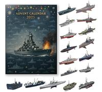 2025 WWII Warship Advent Calendar - 24 Days Christmas Countdown with Historic Battleships & Submarines, Collectible Ornaments & Unique Gifts for History Buffs & Collectors