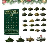 2025 WWII Warship/Aircraft/Tank Advent Calendar - 24 Days Christmas Countdown with Historic Battleships & Submarines, Collectible Ornaments & Unique Gifts for History Buffs & Collectors (Tank)