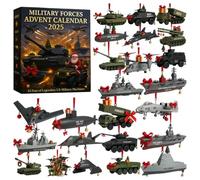 2025 WWII Warship/Aircraft/Tank Advent Calendar - 24 Days Christmas Countdown with Historic Battleships & Submarines, Collectible Ornaments & Unique Gifts for History Buffs & Collectors (Military)
