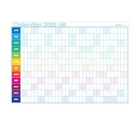 2025 Year Wall Planner 3 Sizes | Bigger than A1 | Bigger than A2 | XLL-Wide | Rainbow Design | Rolled Delivery (Rainbow Portrait, Bigger than A1 (863mm x 610mm))