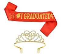 2025Elegant Graduation Crowns and Sash Set Graduate Ribbon Etiquette Belts Decoration for Parties and Celebrations