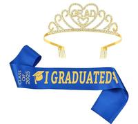 2025Elegant Graduation Crowns And Sash Set Graduate Ribbon Etiquette Belts Decoration For Parties And Celebrations Bridal Wedding Crown