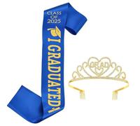 2025Elegant Graduation Crowns and Sash Set Graduate Ribbon Etiquette Belts Decoration for Parties and Celebrations