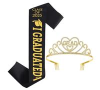 2025Elegant Graduation Crowns And Sash Set Graduate Ribbon Etiquette Belts Decoration For Parties And Celebrations Bridal Wedding Crown