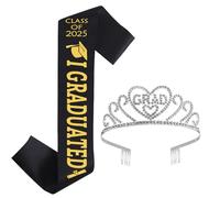 2025Elegant Graduation Crowns And Sash Set Graduate Ribbon Etiquette Belts Decoration For Parties And Celebrations Bridal Wedding Crown
