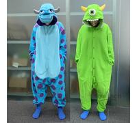 2025fermeture éclair pour hommes et femmes, grenouillères avec boutons Mike, pyjama Anime Monster Kigurumi Halloween pour couple S Blue
