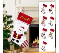 2025Personalized Christmas Stockings, Cotton Embroidered, Santa Snowman Reindeer Penguin Design, Red and White Striped, Custom Name Holiday Decor (Santa Claus, big)