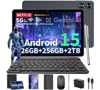 2026 10 inch tablet, Android 15 tablet with keyboard, 24GB RAM + 256GB ROM (2TB expansion), 8 core PCs, Gemini AI, 5G WiFi, 8000mAh, BT5.0, GPS, 2 in 1 tablets with