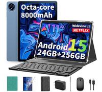 2026 11 Inch Android 15 Tablet with Keyboard, 24GB+256GB+2TB Expand, Tablets PC with Gemini AI, Octa-Core, 8000mAh, 5G WiFi, Widevine L1, GMS, GPS, 2 in 1 Tablets with Case, Mouse, Stylus(Green Case)