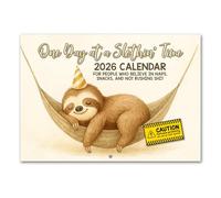 2026 12 Month Calendar for People Who Believe in Naps, Boots and Don't Rush Sloth, 12" x 8"