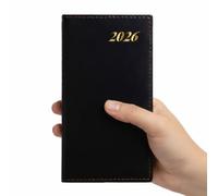 2026 12 Month Calendar Year Planner, Weekly Planner Day-To-Page Diary With Space For Notes, A6 Pocket Diary Week to View Layout - Black