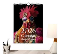 2026 12 Month Wall Calendar In Natural Style With A Chickens Theme | Monthly Wall Calendar 2026 for Apartments Dormitories Hotels Classrooms Bedrooms Schools Work Events