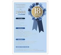 2026 18th Male Birthday Card 2008 Was A Special Year - Age 18 Blue 9x6