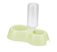 2026 2-in-1 Double Cat Dog Bowls, Automatic Drinking Bottle, Drinking Bowl, Feeder, Water Feeding Bowl Set for Drinking Rabbits, Kittens, Blue, Grey, Green (D, 28 x 6 x 15 cm)