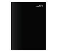2026 2 Pages Per Day A4 Diary A4 - Large Hardback 2 Page a Day Appointment Diary 2026 with Hourly Slots 8am-8pm - Office Restaurant Booking Planner with Year Planners & Ribbon Marker (Black)