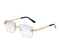 2026 2023 New Polygon Rimless Sunglasses For Women Retro Snake Decoration Clear Eyewear Men Sun Glasses UV400
