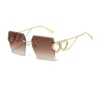 2026 2024 Neue Retro-Sonnenbrille mit quadratischem Rahmen und Schnittkante und gro?em Rahmen, hohle Herz-Bein-Brille
