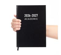 2026 2027 Academic Diary A5 Week to View - Mid Year Student Planner August 2026 to July 2027 - Hardback School College Organiser with Ribbon Bookmark (Black)