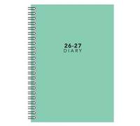 2026-2027 Academic Diary Planner, A5 Hardback, Week to View, Spiral Bound, Pastel Designs (Mint Green)