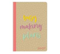 2026 2027 Academic Diary Week to View - A5 Eco Friendly Daily Planner Notebook - Kraft Brown Retro Lemon Stripe Design - Fully Recyclable No Plastic No Glue - Academic Teacher Organiser