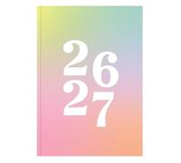 2026 2027 Academic Diary Week to View - B5 Hardback Student Planner - Pastel Pink Retro Gradient Design - School College University Study Organiser - Academic Teacher Diary