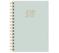 2026-2027 Academic Planner, A5 Size Weekly Pastel & Bright Diary Silver Foil Effect Hardcover Wirebound Diary Planner Organizer Diaries Mid Year Student teacher (Mint Green)