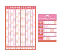 2026 2027 Academic Wall Planner A1 - Aug to July Mid Year Calendar - Large School College University Classroom Planner - UK & Ireland Holidays - Eco Friendly Recyclable - Pink Red Stripe Design
