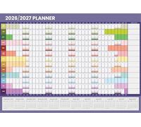 2026 2027 Academic Wall Planner A1 - Mid Year to View UK Calendar, 84cm x 59cm - Large School Teacher Student Yearly Chart Organiser (Rainbow)